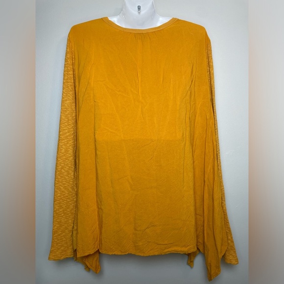 Anthropologie Left Of Center Womens Top Mustard Asymmetric Hem Lagenlook Size M - Picture 3 of 8